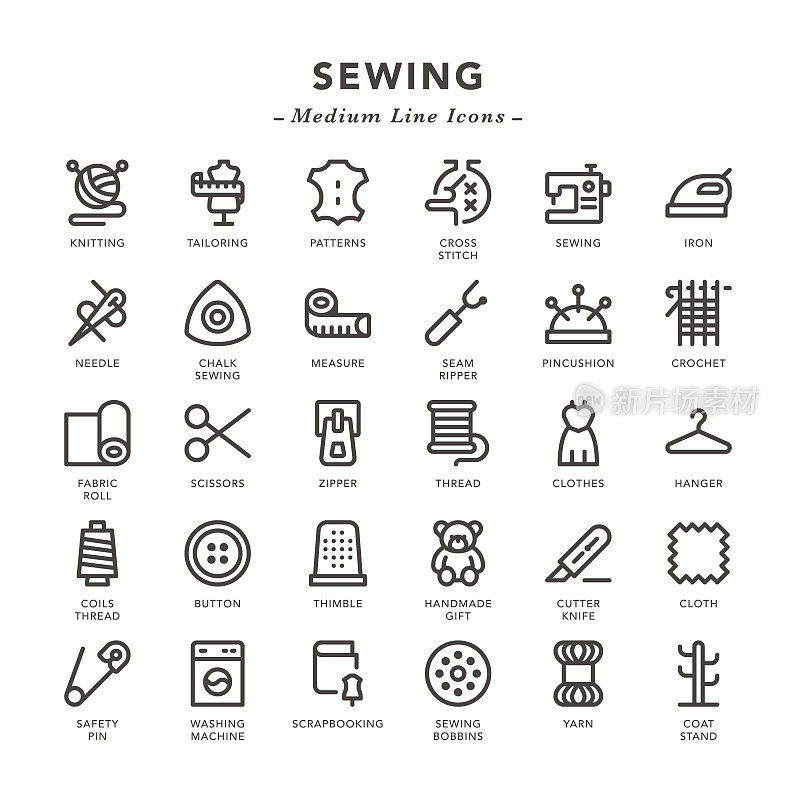Sewing - Medium Line Icons